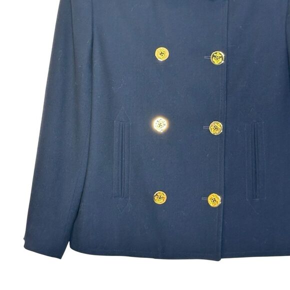 Ralph Lauren Navy Blue Wool Vintage Gold Button Pea Coat | 16 - Picture 2 of 8
